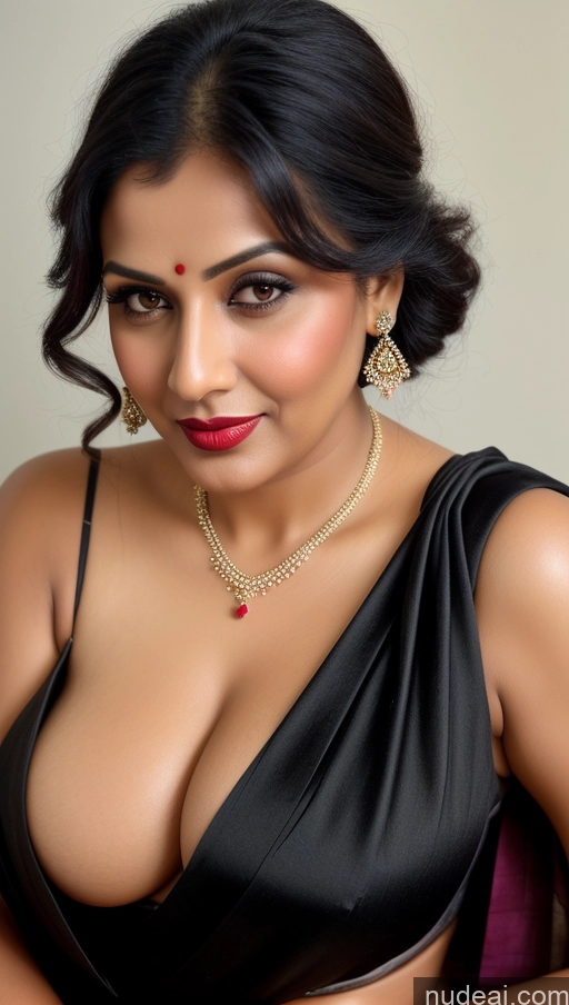 related ai porn images free for Woman One Lipstick Black Hair Indian Beautiful Slicked Close-up View Busty 40s Sari Cleavage