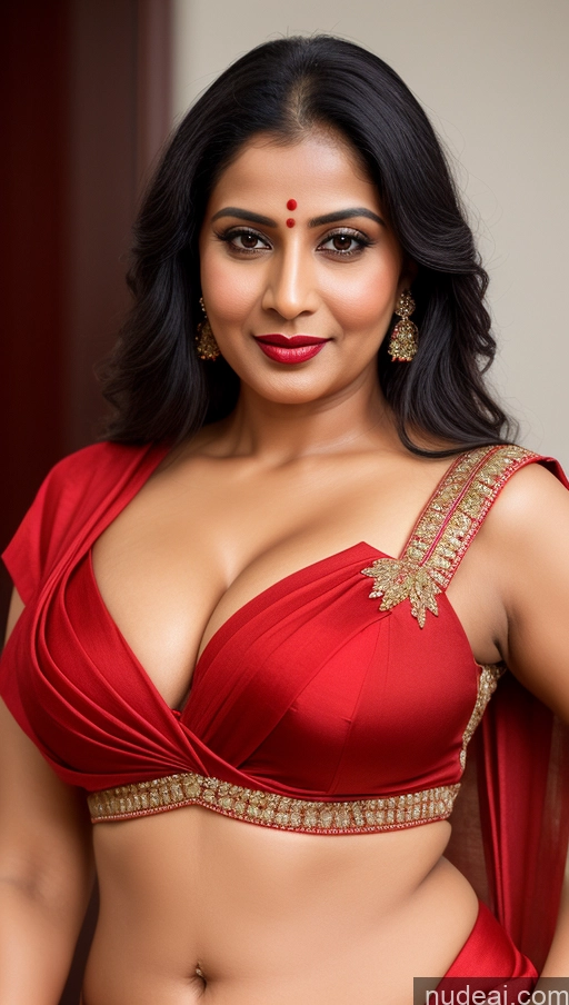 related ai porn images free for Woman One Lipstick Black Hair Indian Beautiful Slicked Close-up View Busty 40s Sari Cleavage