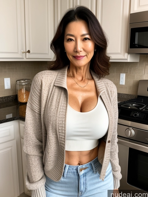 related ai porn images free for Milf Small Tits Beautiful Perfect Body 60s Korean Kitchen Jacket Jeans Shirt Stylish Sweater Cleavage Detailed