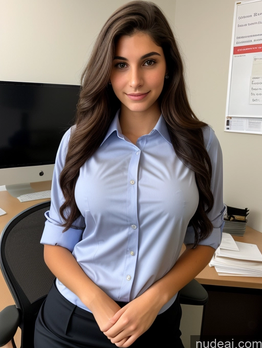 ai nude image of arafed woman in a blue shirt and black skirt standing in front of a computer pics of Sorority Beautiful Perfect Boobs Perfect Body 18 Jewish Office Blouse Secretary Teacher