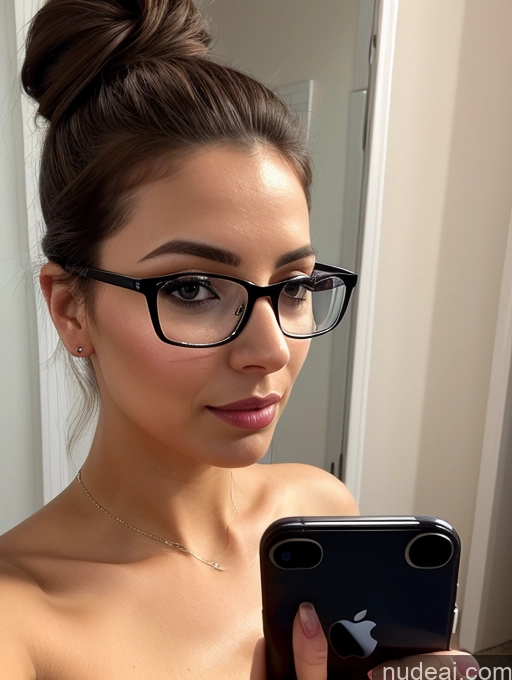 related ai porn images free for Woman Perfect Body Perfect Boobs Beautiful Small Tits Busty Glasses 20s Seductive Brunette Hair Bun Latina Mirror Selfie Front View Cumshot Nude