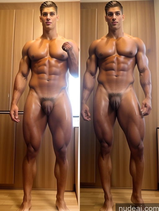 ai nude image of arafed male bodybuildeer posing in a mirror and showing off his muscular body pics of Muscular Big Hips Perfect Body Long Legs Oiled Body 18 Nude Detailed Onoff Abs Tall Big Ass Model