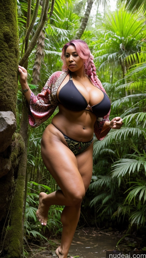 related ai porn images free for Milf Busty Huge Boobs Beautiful Tattoos Muscular Big Ass Abs Thick Big Hips Tall 60s Sexy Face Black Front View Pink Hair Braided Jumping Kimono Jungle