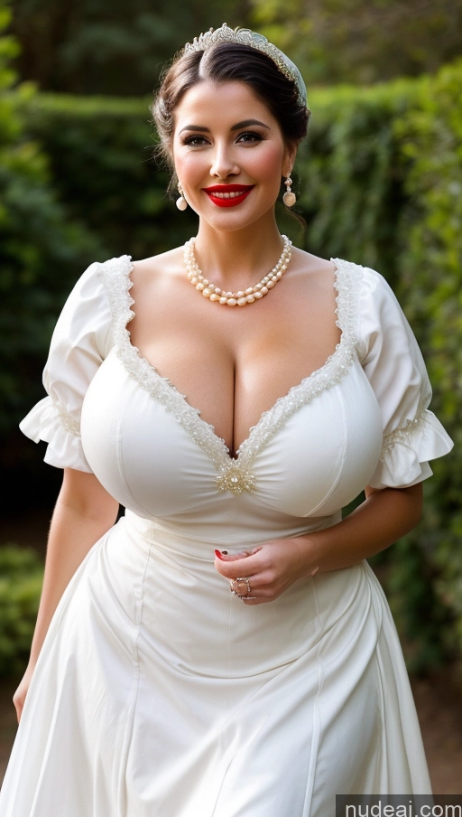 ai nude image of araffe woman in a white dress with a tiable and a pearl necklace pics of Huge Boobs Perfect Boobs Busty Beautiful Big Ass Lipstick Thick Big Hips Perfect Body 60s Dress Traditional Wedding Pearl Jewelry Victorian Happy 40s