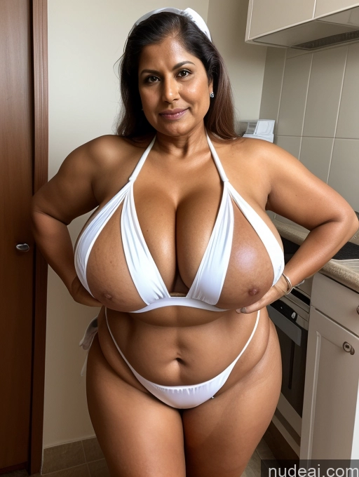 related ai porn images free for Milf One Busty Huge Boobs Thick Tanned Skin 60s Indian Front View Maid Microkini Thong