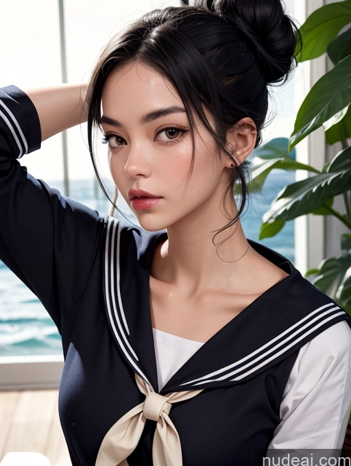 related ai porn images free for Woman Black Hair Hair Bun Asian Sailor