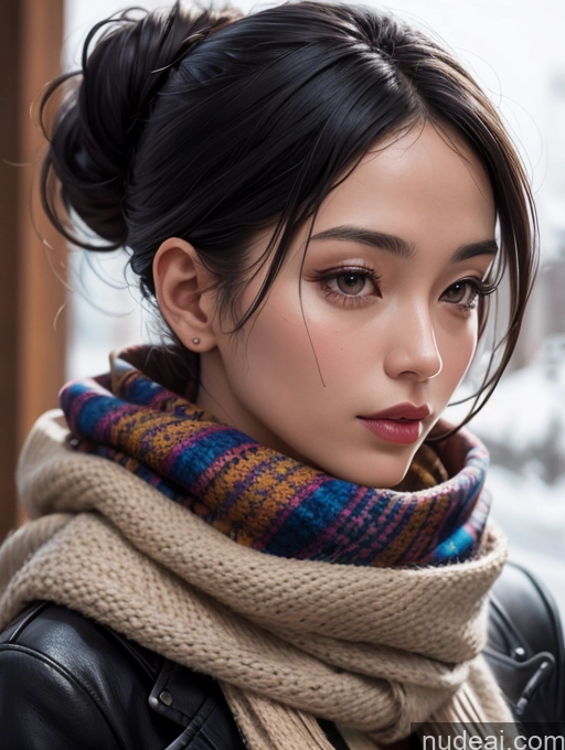 related ai porn images free for Woman Black Hair Hair Bun Asian Scarf