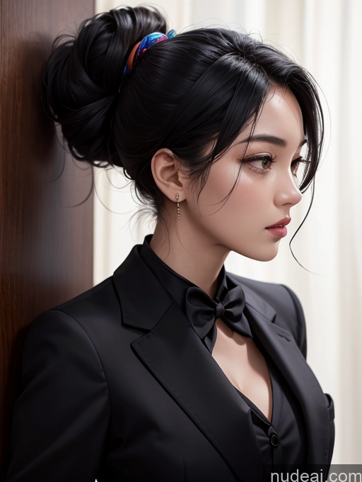 related ai porn images free for Woman Black Hair Hair Bun Asian Suit