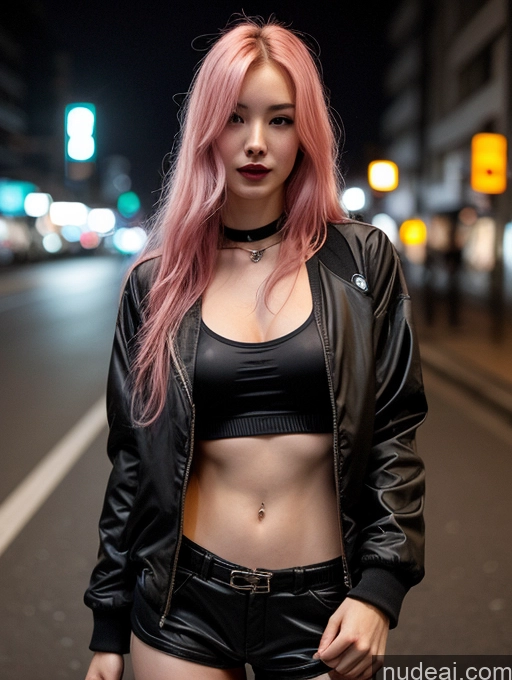 related ai porn images free for One Skinny Abs Fairer Skin Long Hair Japanese Cyberpunk Street Bomber Short Shorts Topless Dark Lighting 18 Busty Small Tits Goth Happy Serious Pink Hair Jacket Lipstick