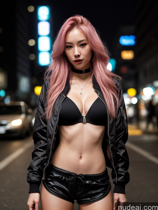 related ai porn images free for One Skinny Abs Fairer Skin Long Hair Japanese Cyberpunk Street Bomber Short Shorts Topless Dark Lighting 18 Busty Small Tits Goth Happy Serious Pink Hair Jacket