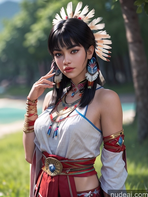 Tanned Skin Bangs Native American Front View Traditional Small Tits 3d TombsKing