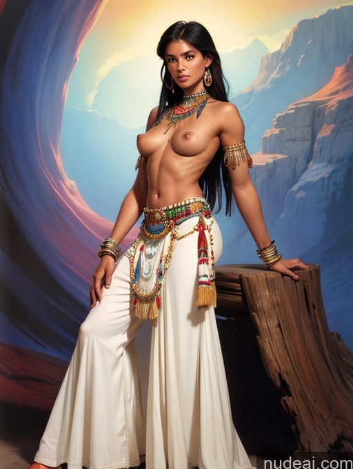 related ai porn images free for Tanned Skin Bangs Native American Traditional Art By Boris Vallejo Boris Vallejo Art Style Dynamic View Topless Woman Breasts Long Skirt