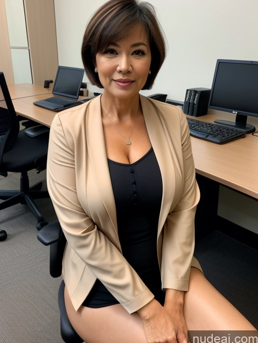 related ai porn images free for Milf Busty Perfect Boobs Beautiful Perfect Body Short Hair 60s Asian Office Blouse Bra Casual Jacket Professor Secretary Stylish Suit Cleavage Partially Nude Detailed Sexy Face