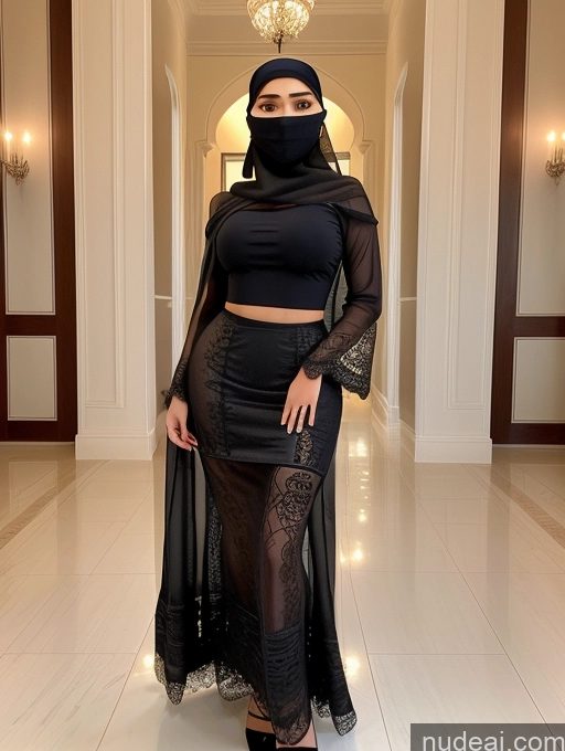 ai nude image of araffe wearing a black outfit and a black scarf standing in a hallway pics of One Perfect Boobs Lipstick Thick Short Perfect Body Fairer Skin Seductive Indonesian Skin Detail (beta) Working Out Long Skirt Niqab Secretary Traditional Sexy Face 20s Bimbo