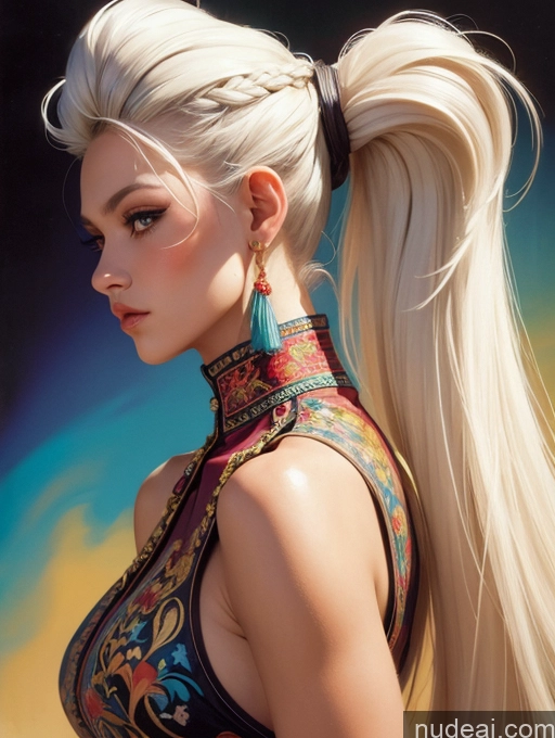 related ai porn images free for Traditional Art By Boris Vallejo Boris Vallejo Art Style White Hair Dynamic View Skinny Small Tits Vietnamese Makima, Braided Ponytail Long Hair