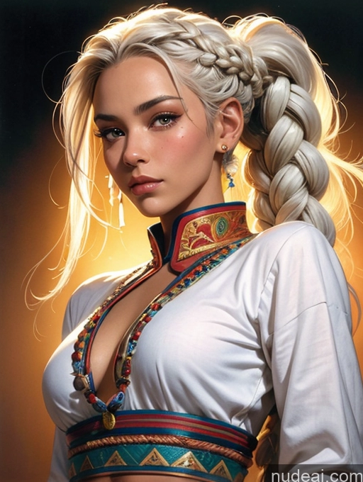 related ai porn images free for Traditional Art By Boris Vallejo Boris Vallejo Art Style White Hair Dynamic View Vietnamese Tanned Skin Braided Small Tits Skinny Makima, Braided Ponytail