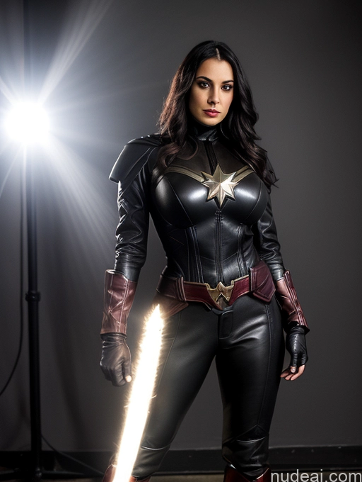 One Busty Huge Boobs Perfect Boobs Muscular Big Ass Abs Perfect Body 18 Black Hair Jewish Boots Gloves Goth Harem Pants Jacket Leather Vampire Victorian Dark Lighting Detroit Captain Marvel Superheroine