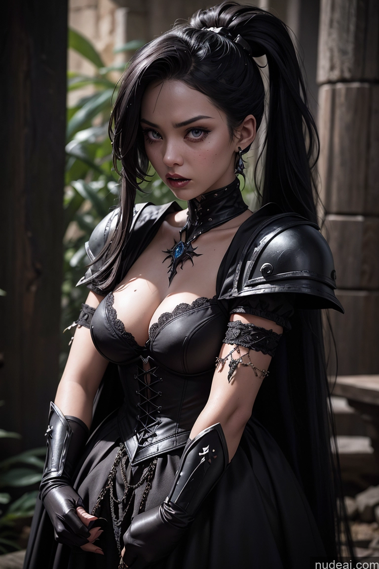 ai nude image of arafed woman in a black dress and black gloves posing for a picture pics of Shocked Angry Black Hair Dark Lighting Filipina Skinny 18 Small Tits Pigtails Goth Dark_Fantasy_Style Death Knight Medieval Alternative Several Witch Hell