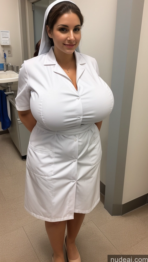 ai nude image of arafed woman in a white nurse uniform posing for a picture pics of Huge Boobs Perfect Boobs Beautiful Busty Big Ass Thick Big Hips Perfect Body Pubic Hair Fairer Skin Nude Lab Coat Nurse Hospital Cleavage Hungarian Nun