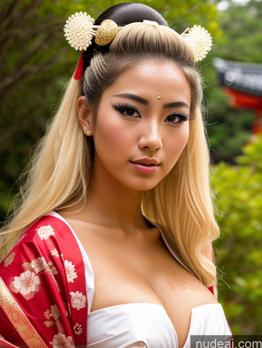 ai nude image of arafed asian woman in a kimono with a red and gold kimono pics of Egyptian Blonde 18 Slicked Busty Geisha Tanned Skin