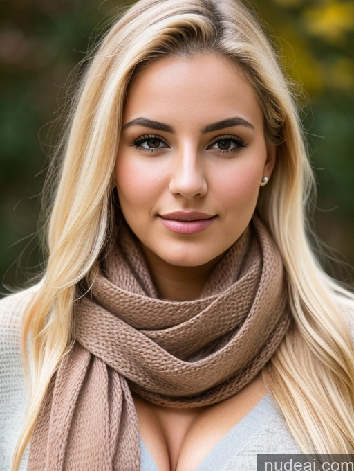 ai nude image of blonde woman with long hair wearing a scarf and a sweater pics of Egyptian Blonde 18 Slicked Busty Scarf