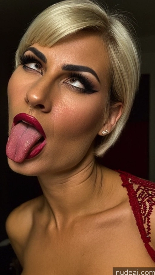 ai nude image of blond woman with red lipstick sticking out tongue and wearing red lingerie pics of Milf Beautiful Lipstick Big Ass Short Hair Tanned Skin 50s Orgasm Seductive Ahegao Blonde Brazilian Skin Detail (beta) Devil Lingerie Cleavage Jewelry Detailed Last Small Tits Skinny Small Ass Hell Angry