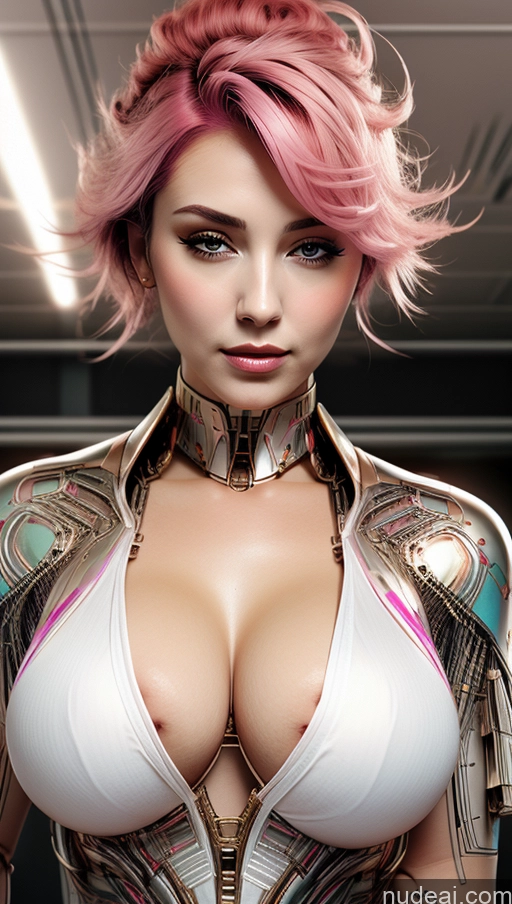 ai nude image of arafed woman with pink hair and a white top posing for a picture pics of Busty Perfect Boobs Pubic Hair Tanned Skin Pink Hair Futuristicbot V2 Phoenixdress Huge Tits, Hard Nipples French