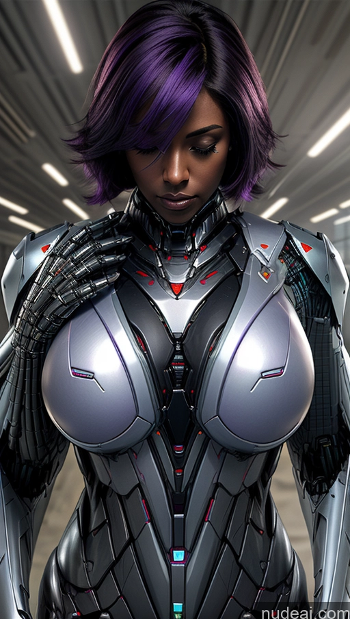 related ai porn images free for Busty Pubic Hair Tanned Skin Huge Tits, Hard Nipples French Futuristicbot V2 Close-up View Dark Skin Purple Hair Sci-fi Armor