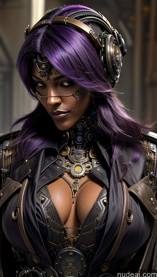 related ai porn images free for Busty Pubic Hair Tanned Skin Huge Tits, Hard Nipples French Futuristicbot V2 Close-up View Dark Skin Purple Hair Steampunk