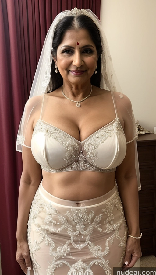 ai nude image of araffe woman in a wedding dress posing for a picture pics of Milf One Busty Big Ass 70s Long Hair Indian Wedding Cleavage Transparent Micro Skirt