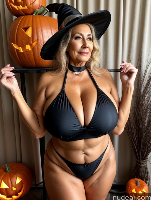 related ai porn images free for Milf One Busty Huge Boobs Thick Tanned Skin Brazilian Front View Microkini Thong 80s Halloween Witch