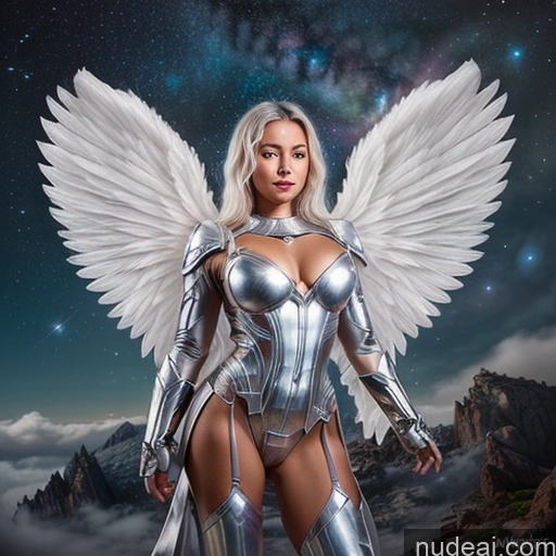 related ai porn images free for Perfect Boobs Muscular White Hair Angel Superhero Has Wings Close-up View Small Tits 30s Happy Ahegao Sexy Face Straight Nilotic Mech Suit Lingerie Model Stargazing