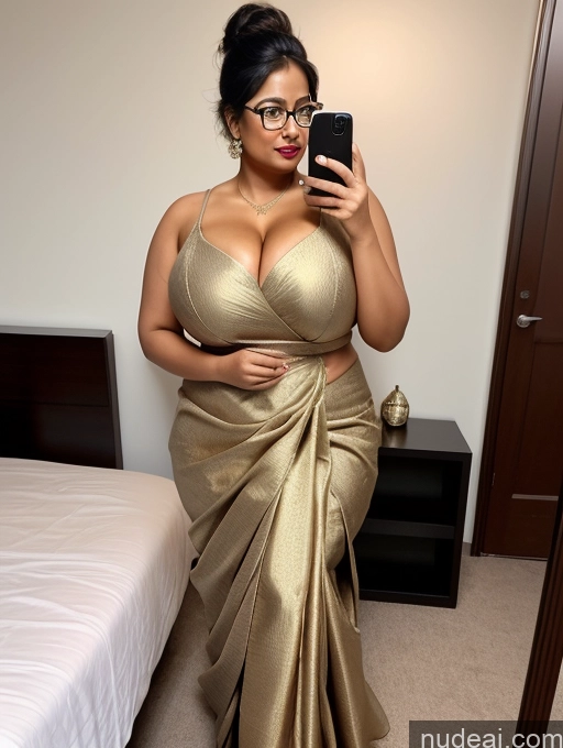 related ai porn images free for One Busty 20s Black Hair Indian Mirror Selfie Bedroom Front View Cleavage Huge Boobs Woman Tanned Skin Thick Chubby Lipstick Oiled Body Glasses Sari High Heels