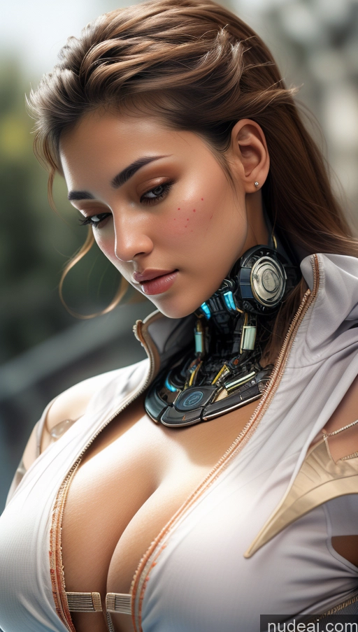 ai nude image of arafed woman with a futuristic necklace and a futuristic suit pics of Busty Perfect Boobs Tanned Skin French Skin Detail (beta) Sports No Panties? Futuristicbot V2 Phoenixdress Huge Tits, Hard Nipples