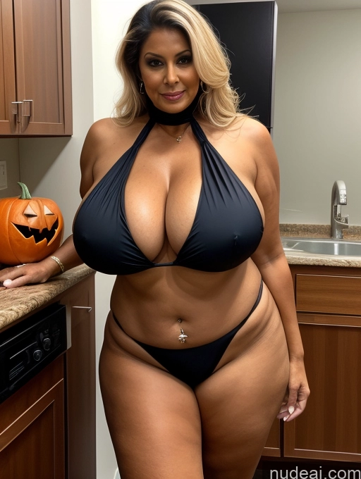 related ai porn images free for Milf One 60s Busty Huge Boobs Tanned Skin Thick Front View Microkini Indian Halloween Witch Thong