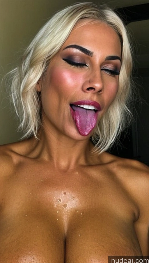 ai nude image of a close up of a woman with a big breast sticking out her tongue pics of Milf Busty Perfect Boobs Lipstick Skinny Short Hair Tanned Skin Dark Skin Oiled Body 50s Laughing Orgasm Ahegao Blonde Brazilian Skin Detail (beta) Sleeping Nude Dark Lighting Detailed Last