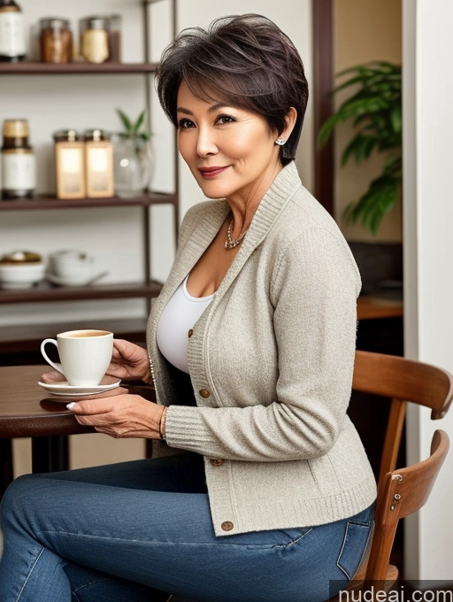 related ai porn images free for Milf Perfect Boobs Perfect Body Beautiful 70s Sexy Face Short Hair Chinese Cafe Jacket Jeans Casual Stylish Secretary Professor Shirt Sweater Cleavage Detailed