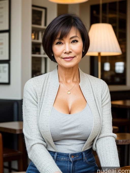 related ai porn images free for Milf Perfect Boobs Perfect Body Beautiful 70s Sexy Face Short Hair Cafe Jacket Jeans Casual Stylish Secretary Professor Shirt Sweater Cleavage Detailed Asian