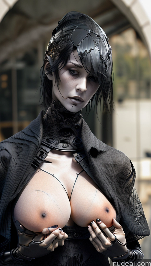 ai nude image of araffe dressed in a black outfit with a large breast pics of Skin Detail (beta) French Flashing Tits #2 Huge Boobs Goth Futuristicbot V2 Phoenixdress