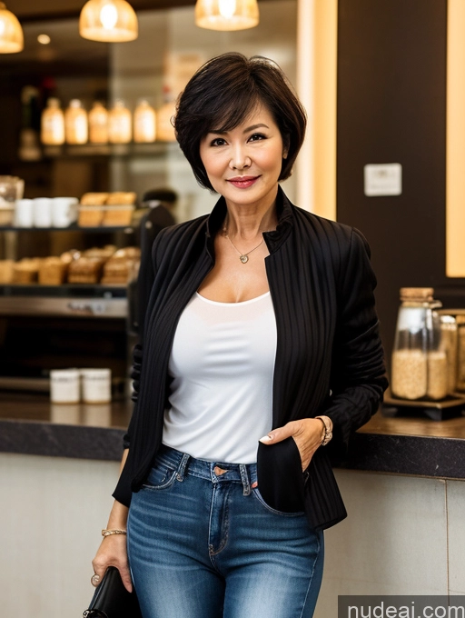 related ai porn images free for Milf Perfect Boobs Perfect Body Beautiful Sexy Face Short Hair Cafe Jacket Jeans Casual Stylish Secretary Professor Shirt Sweater Cleavage Detailed Chinese 70s Dark Lighting