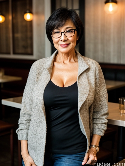 related ai porn images free for Milf Perfect Boobs Perfect Body Beautiful 70s Glasses Sexy Face Short Hair Chinese Cafe Casual Jacket Sweater Stylish Secretary Professor Shirt Blouse Cleavage Detailed Dark Lighting