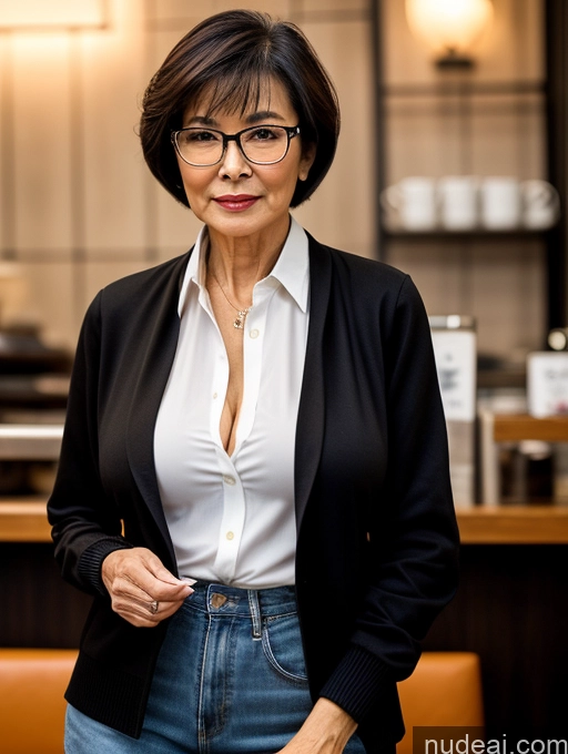 related ai porn images free for Milf Perfect Boobs Perfect Body Beautiful 70s Glasses Sexy Face Short Hair Chinese Cafe Casual Jacket Sweater Stylish Secretary Professor Shirt Blouse Cleavage Detailed Dark Lighting