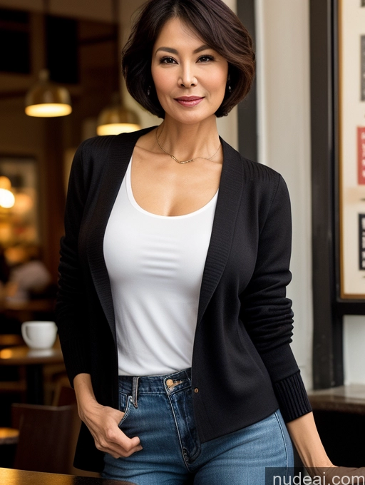 related ai porn images free for Milf Perfect Boobs Perfect Body Beautiful 70s Sexy Face Short Hair Chinese Cafe Casual Jacket Sweater Stylish Secretary Professor Shirt Blouse Cleavage Detailed Dark Lighting