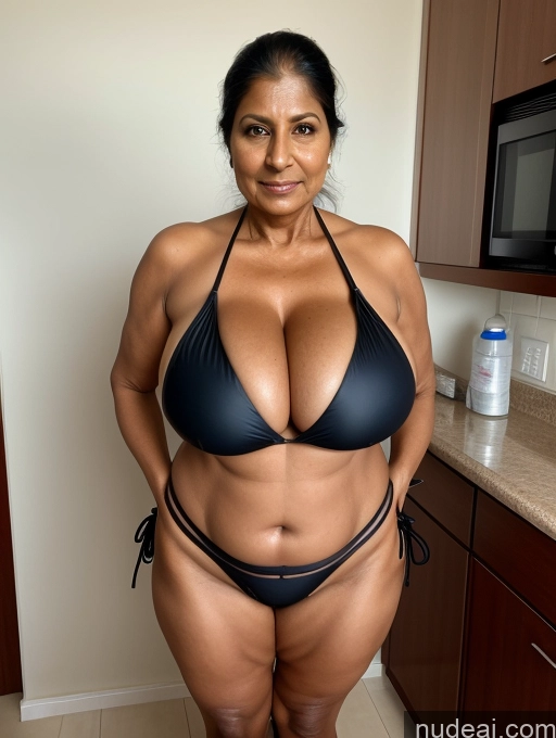 related ai porn images free for Milf One Busty Huge Boobs Tanned Skin 60s Indian Front View Microkini Thong Maid