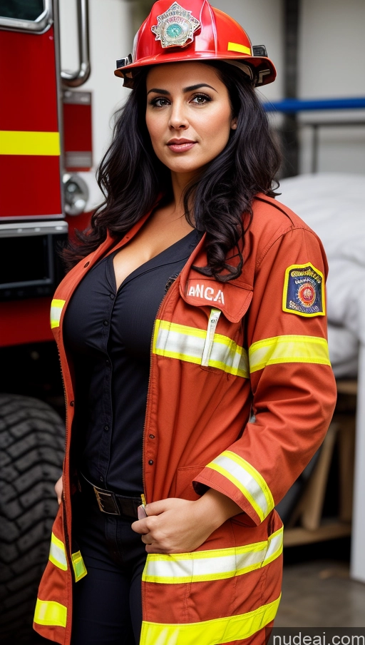 related ai porn images free for Busty Big Ass Seductive Messy Front View Sexy Face T-pose Thick 40s Black Hair Firefighter