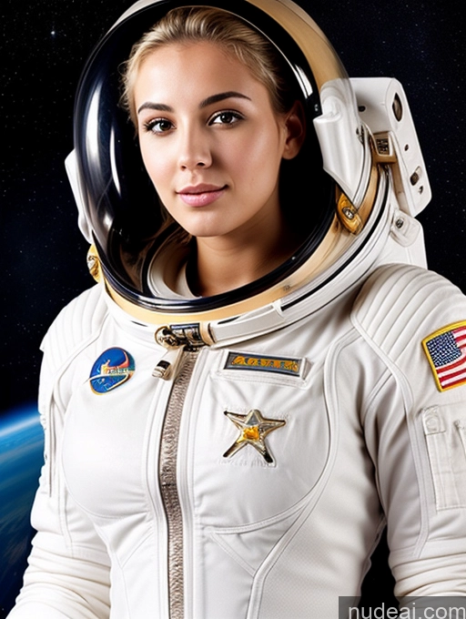 ai nude image of arafed woman in a space suit with a space background pics of 18 Busty Blonde Slicked Egyptian Space Suit