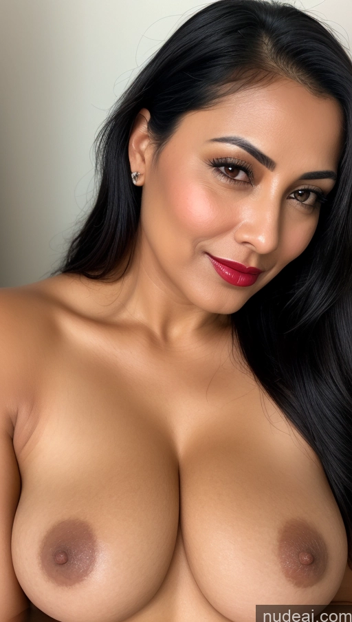 related ai porn images free for Woman One Busty Beautiful Lipstick Black Hair Slicked Indian Close-up View 40s Detailed