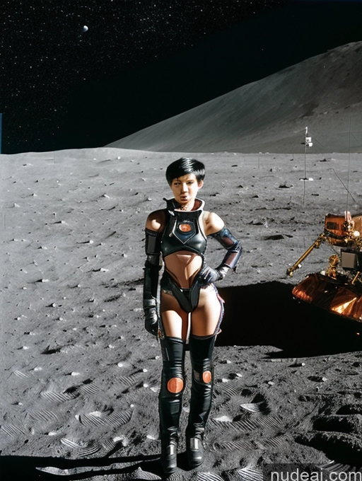 ai nude image of astronaut posing in front of a lunar rover on the moon pics of Cyborg Small Tits Small Ass Skinny Short Long Legs 18 Pixie Asian Cosplay Moon Cyberpunk