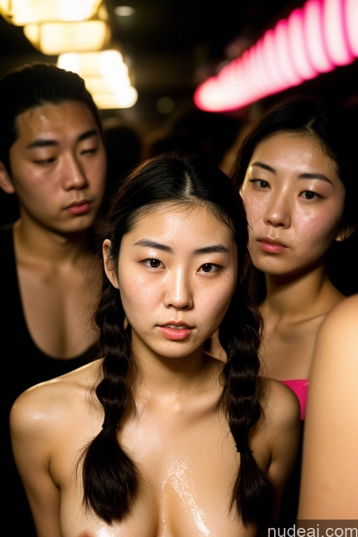 ai nude image of there are three asian women standing together in a group pics of Beautiful Short 18 Japanese Dark Lighting Partially Nude Sad Pigtails Oiled Body Club Vintage Chubby Fat Shocked Alternative Several Cumshot