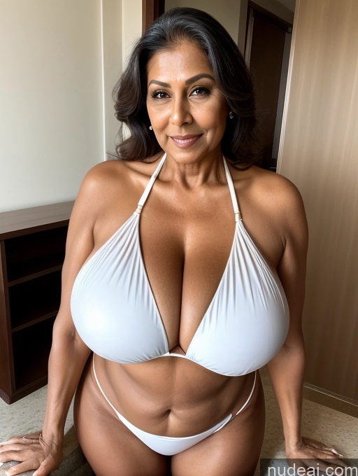 related ai porn images free for Milf One Busty Huge Boobs Thick Tanned Skin 60s Indian Front View Microkini Thong Maid